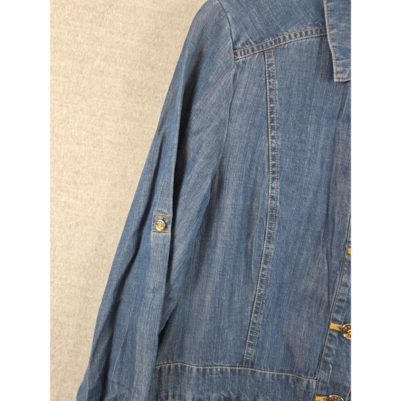 Tommy Hilfiger Denim Shirt Dress Womens 8 Boho Long Sleeve Button Up Collared - Picture 3 of 10